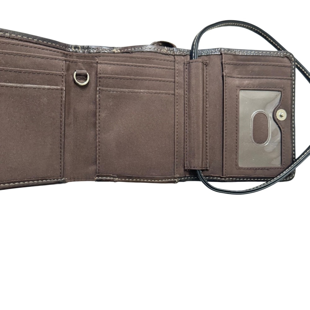 Fossil Wallet Crossbody Bag Womens Small Dark Brown Leather Good Whipstitch - Picture 11 of 11